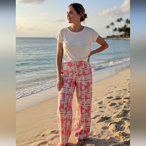 LILLY PULITZER Palm Beach Collection Poplin Wide Leg Pants In Finish Line Sz 6